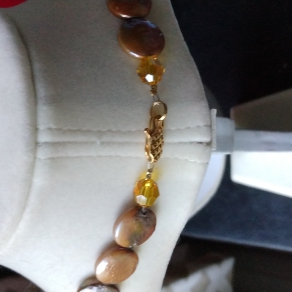 HAND CRAFTED Carnelian and Coin Pearl  necklace - Picture 5 of 6